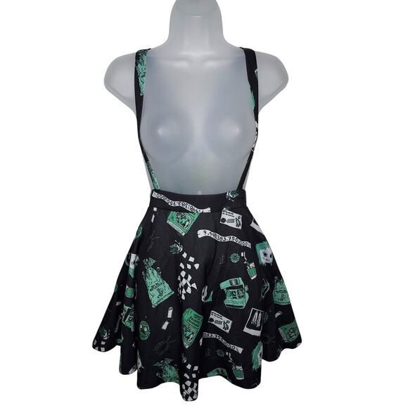 Hot Topic Beetlejuice Chibi Suspender Mini Skirt Overall Pinafore M Halloween - Picture 1 of 10